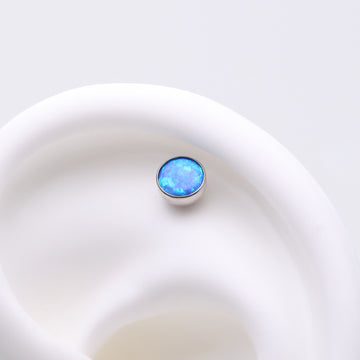 Detail View 1 of Implant Grade Titanium OneFit Threadless Bezel Set Fire Opal Top Part-Blue Opal